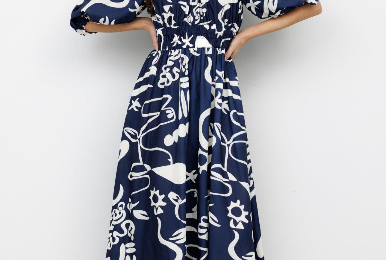 Navy Midi Dress-Passion Fusion-Lot 39 Store & Cafe
