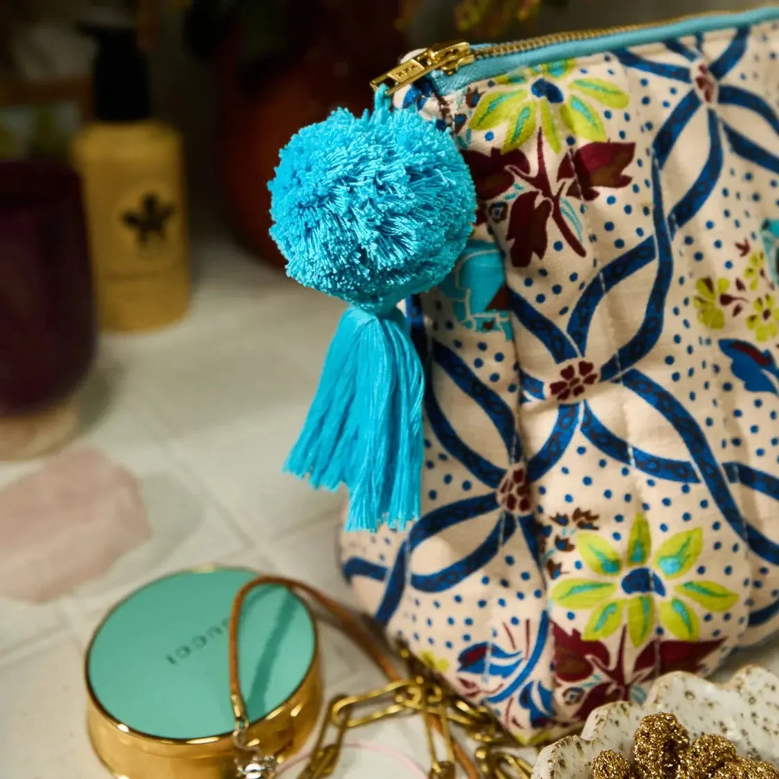 Norali Quilted Cosmetic Bag - Ecru-Sage & Clare-Lot 39 Store & Cafe