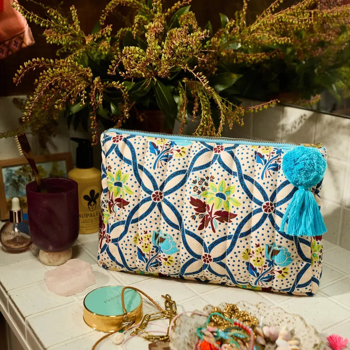 Norali Quilted Cosmetic Bag - Ecru-Sage & Clare-Lot 39 Store & Cafe