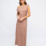 One Shoulder Linen Dress-White Closet-Lot 39 Store & Cafe