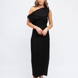 One Shoulder Linen Dress-White Closet-Lot 39 Store & Cafe