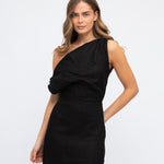 One Shoulder Linen Dress-White Closet-Lot 39 Store & Cafe