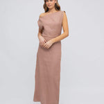 One Shoulder Linen Dress-White Closet-Lot 39 Store & Cafe