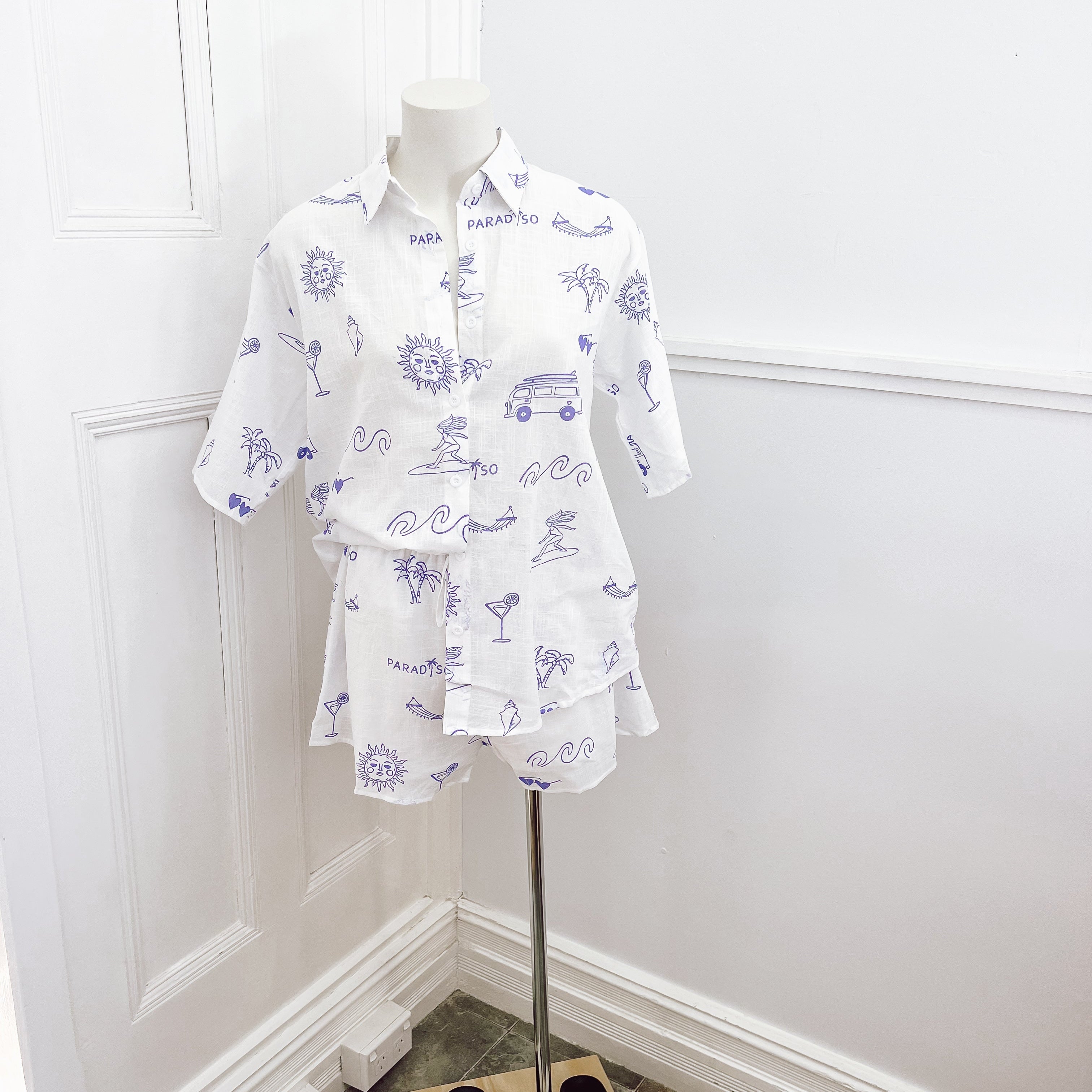 Paradiso Set - White/Blue-By Frankie Clothing-Lot 39 Store & Cafe