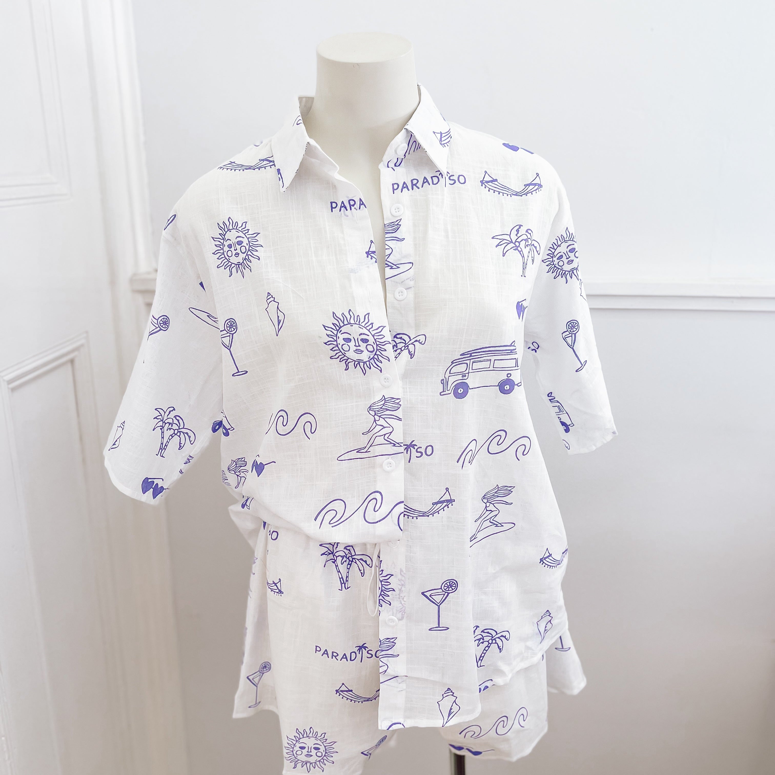 Paradiso Set - White/Blue-By Frankie Clothing-Lot 39 Store & Cafe