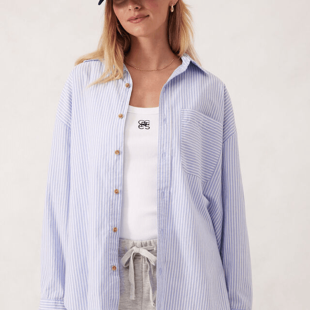Peta Oversized Shirt - Blue Stripe-Ceres Life-Lot 39 Store & Cafe