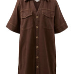 Relaxed Shirt Dress - Chocolate-Ceres Life-Lot 39 Store & Cafe