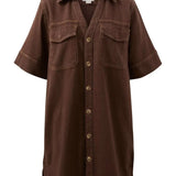 Relaxed Shirt Dress - Chocolate-Ceres Life-Lot 39 Store & Cafe