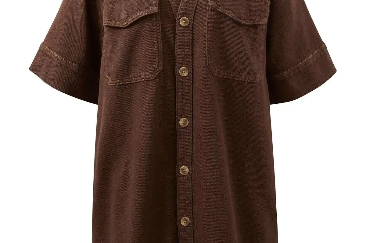 Relaxed Shirt Dress - Chocolate-Ceres Life-Lot 39 Store & Cafe