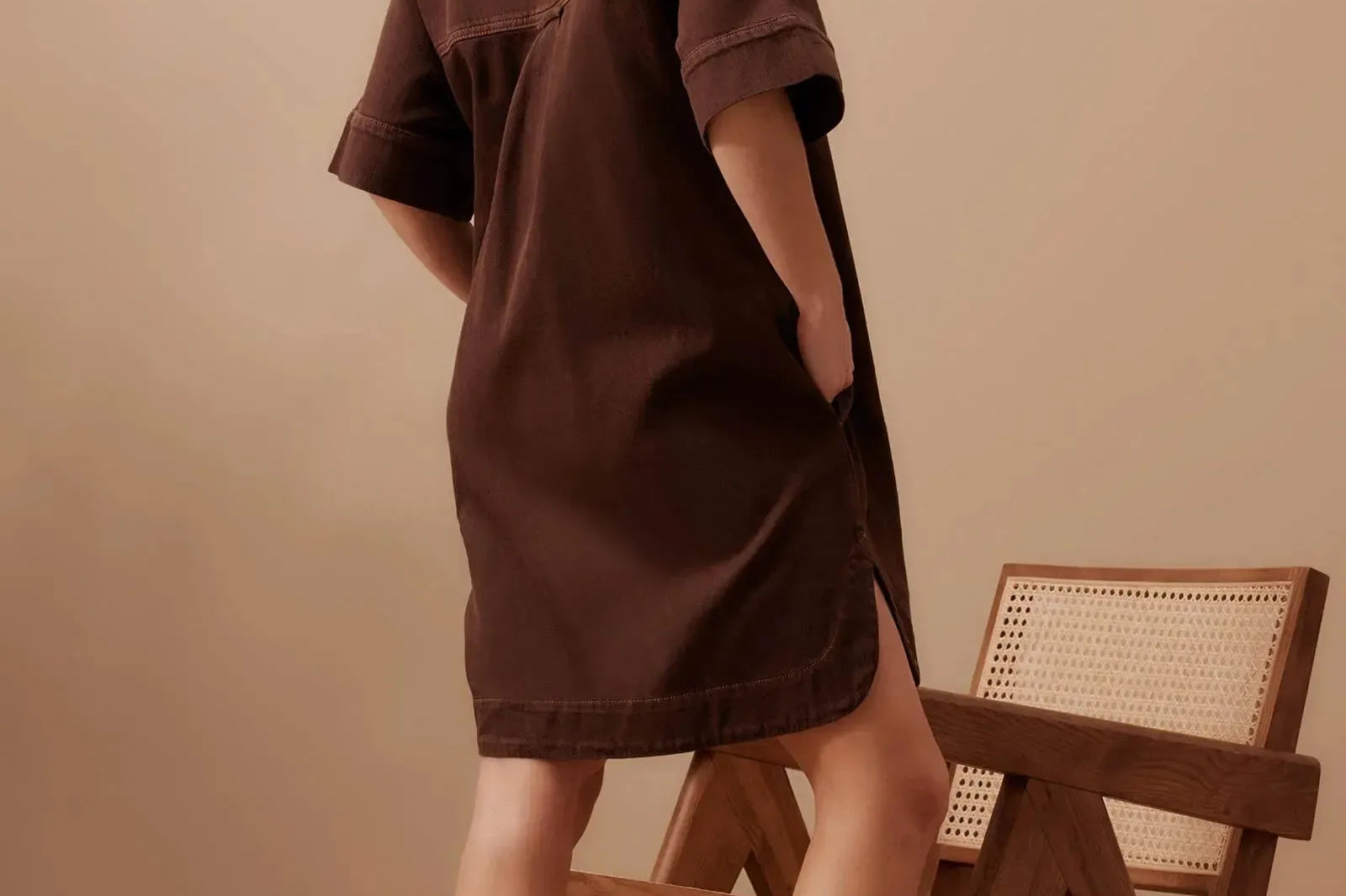 Relaxed Shirt Dress - Chocolate-Ceres Life-Lot 39 Store & Cafe