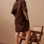 Relaxed Shirt Dress - Chocolate-Ceres Life-Lot 39 Store & Cafe