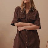 Relaxed Shirt Dress - Chocolate-Ceres Life-Lot 39 Store & Cafe