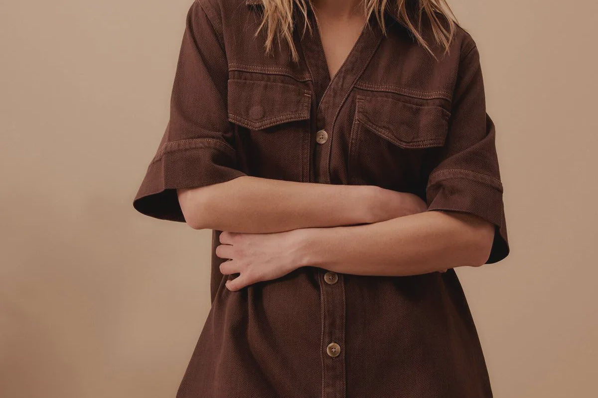 Relaxed Shirt Dress - Chocolate-Ceres Life-Lot 39 Store & Cafe