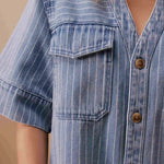 Sammy Relaxed Shirt Dress - Indigo Stripe-Ceres Life-Lot 39 Store & Cafe