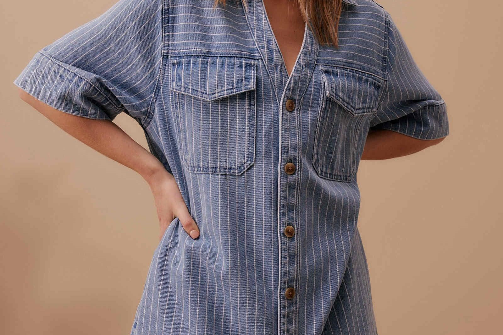 Sammy Relaxed Shirt Dress - Indigo Stripe-Ceres Life-Lot 39 Store & Cafe