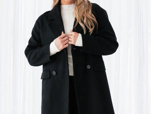 St George Coat - Black-White Closet-Lot 39 Store & Cafe