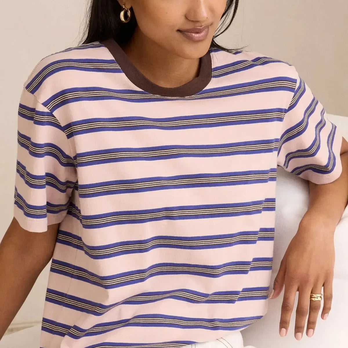 Stevie Slouchy Tee - Chalk pink/Polo Blue-Ceres Life-Lot 39 Store & Cafe