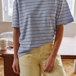 Stevie Slouchy Tee - China Blue Choc Stripe-Ceres Life-Lot 39 Store & Cafe
