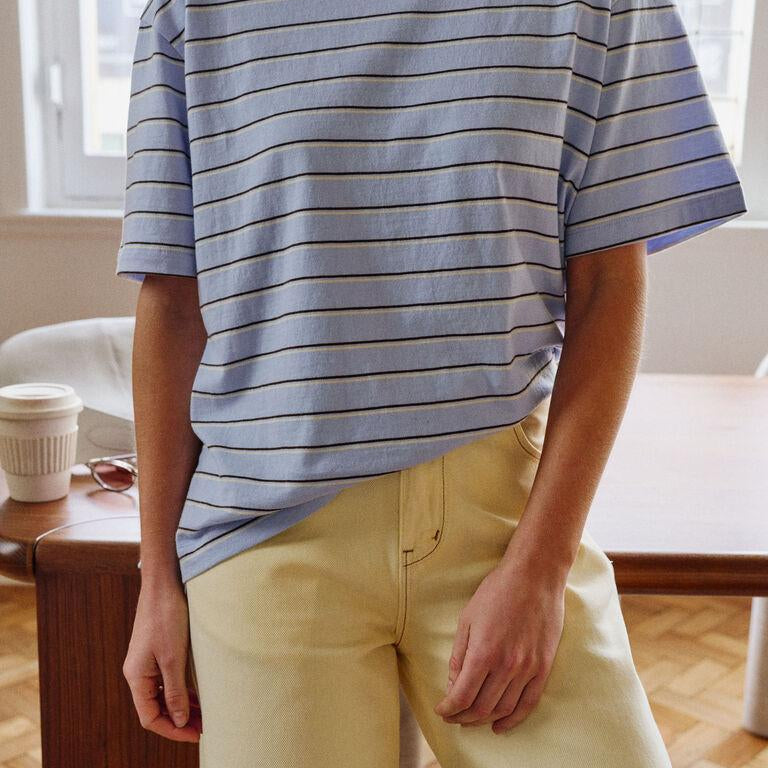 Stevie Slouchy Tee - China Blue Choc Stripe-Ceres Life-Lot 39 Store & Cafe