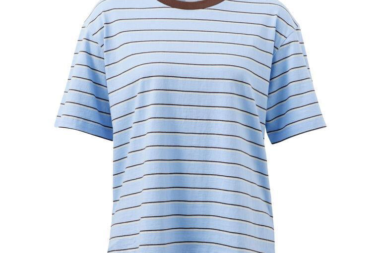 Stevie Slouchy Tee - China Blue Choc Stripe-Ceres Life-Lot 39 Store & Cafe