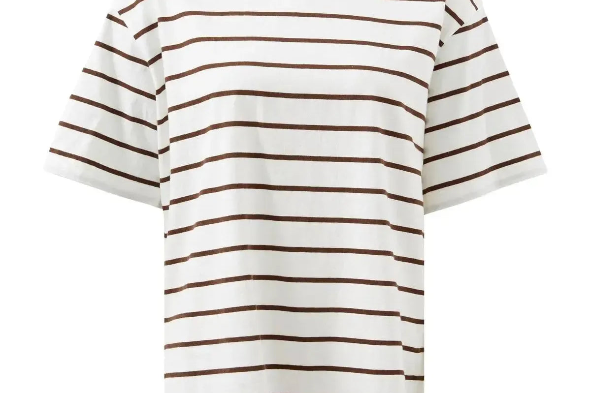 Stevie Slouchy Tee - Choc Stripe-Ceres Life-Lot 39 Store & Cafe