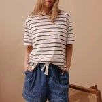 Stevie Slouchy Tee - Choc Stripe-Ceres Life-Lot 39 Store & Cafe