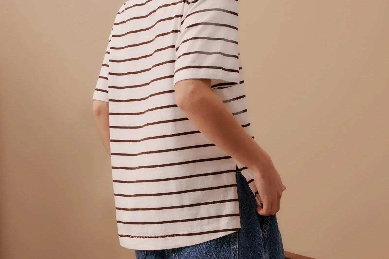 Stevie Slouchy Tee - Choc Stripe-Ceres Life-Lot 39 Store & Cafe