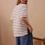 Stevie Slouchy Tee - Choc Stripe-Ceres Life-Lot 39 Store & Cafe