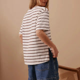Stevie Slouchy Tee - Choc Stripe-Ceres Life-Lot 39 Store & Cafe