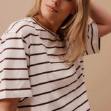 Stevie Slouchy Tee - Choc Stripe-Ceres Life-Lot 39 Store & Cafe