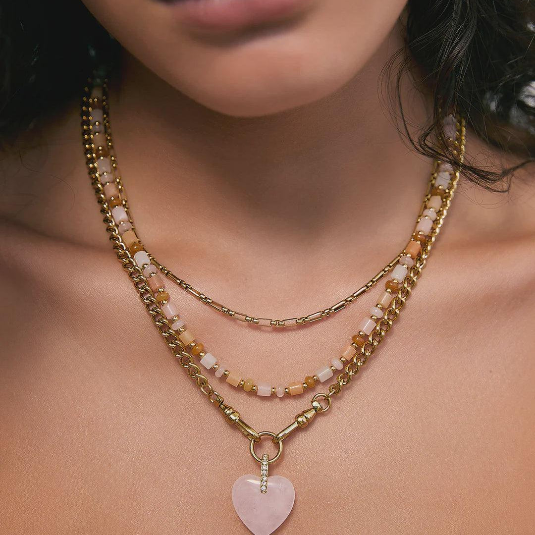 Violet Heart Necklace - Rose Quartz-Arms of Eve-Lot 39 Store & Cafe