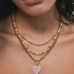Violet Heart Necklace - Rose Quartz-Arms of Eve-Lot 39 Store & Cafe