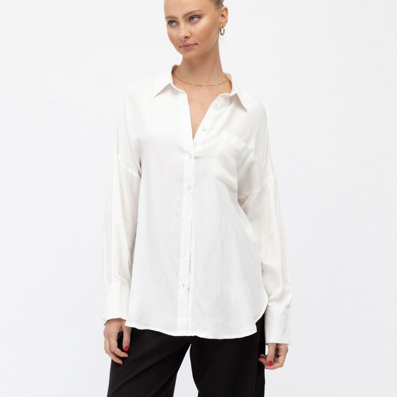 White Cupro Shirt-White Closet-Lot 39 Store & Cafe