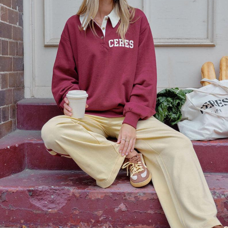 Wren Rugby Sweat - Burgundy-Ceres Life-Lot 39 Store & Cafe