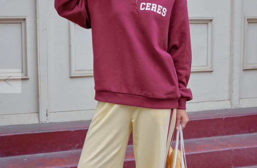 Wren Rugby Sweat - Burgundy-Ceres Life-Lot 39 Store & Cafe