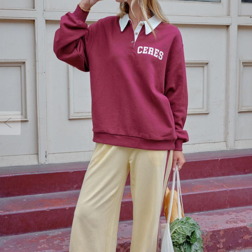 Wren Rugby Sweat - Burgundy-Ceres Life-Lot 39 Store & Cafe