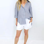 Boyfriend Linen Shirt - Slate-Little Lies-Lot 39 Store & Cafe