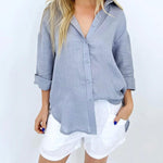 Boyfriend Linen Shirt - Slate-Little Lies-Lot 39 Store & Cafe