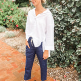 Boyfriend Linen Shirt - White-Little Lies-Lot 39 Store & Cafe