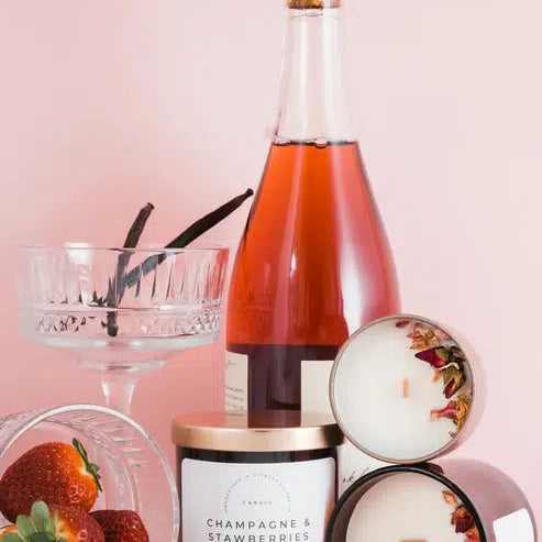 Champagne & Strawberry Candle-made by bird on the wall-Lot 39 Store & Cafe