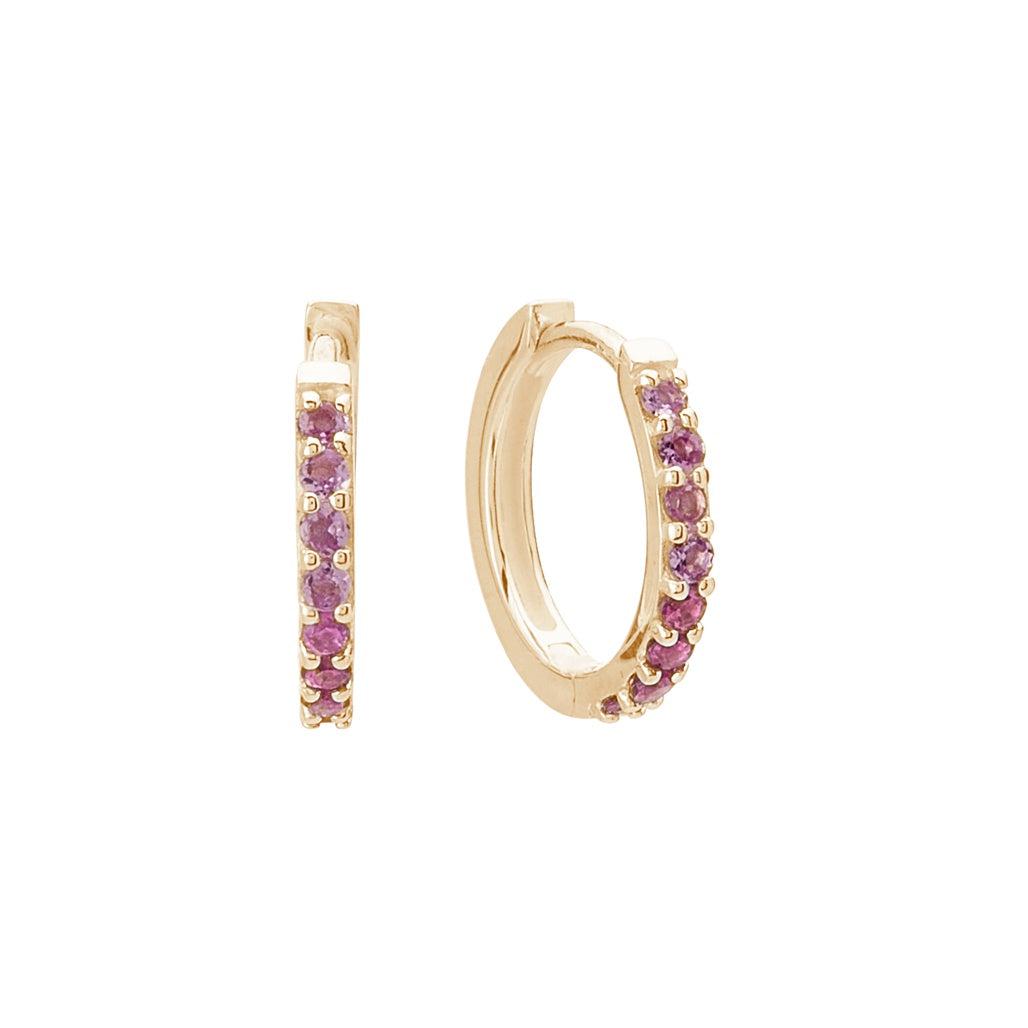 Huggies - Gold/Pink Rhodolite-Murkani Jewellery-Lot 39 Store & Cafe