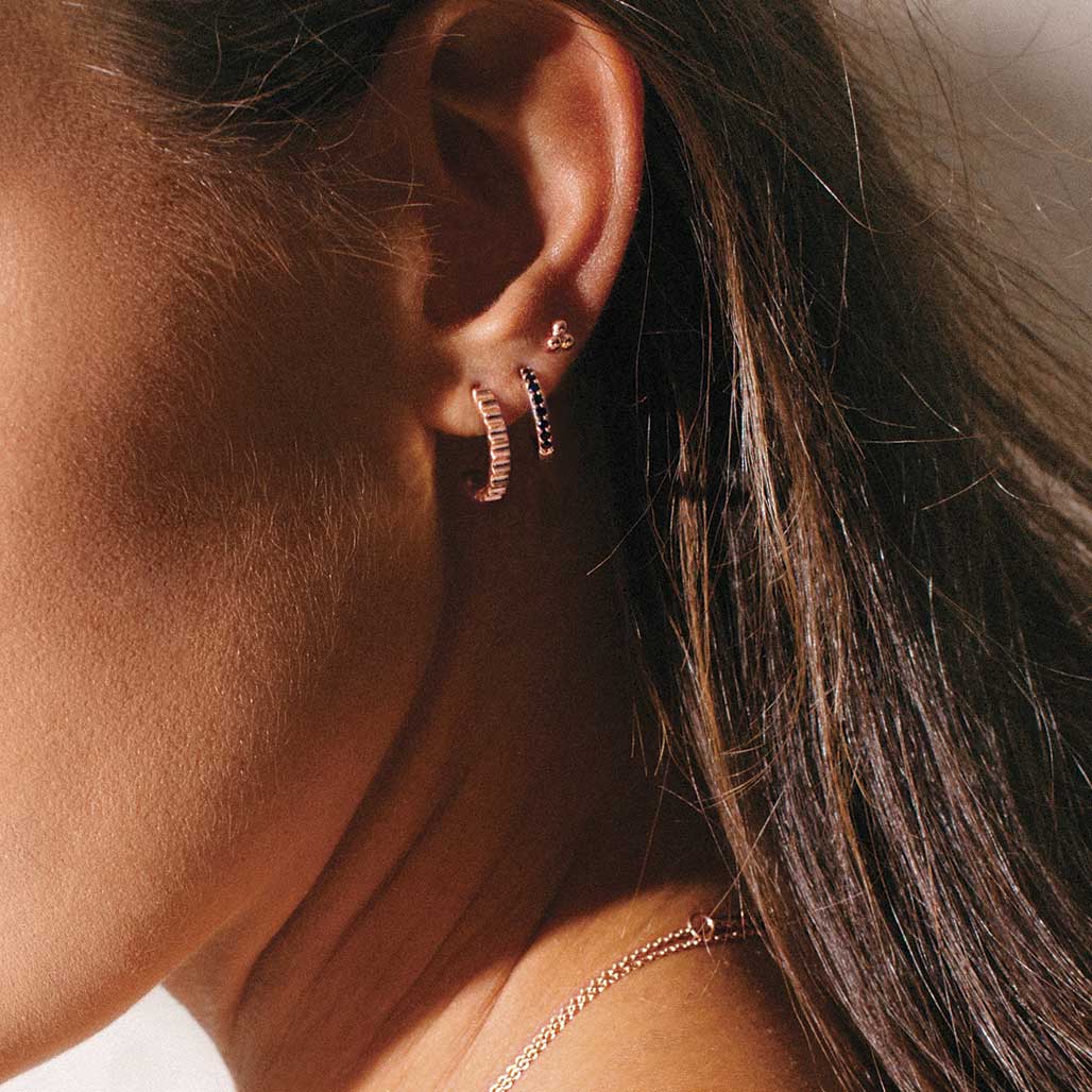 Huggies - Rose Gold/Black Spinel-Murkani Jewellery-Lot 39 Store & Cafe