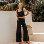 Linen Crop - Black-White Closet-Lot 39 Store & Cafe