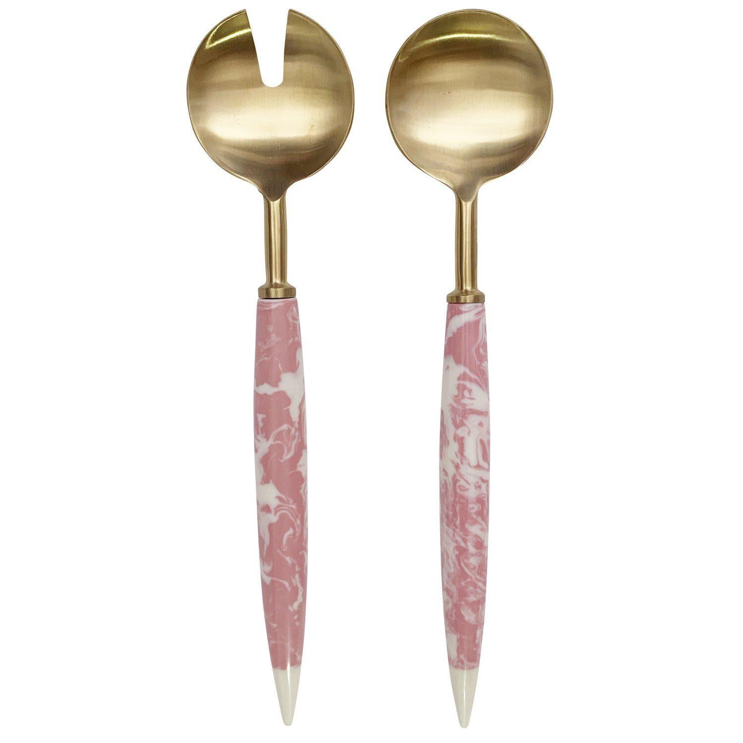 Pink Marble Salad Servers-Kip & Co-Lot 39 Store & Cafe