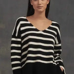 V Neck Knit Black/White-Little Lies-Lot 39 Store & Cafe